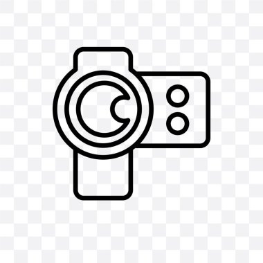 Kamera objektifi vektör lineer simgesi üzerinde şeffaf arka plan izole, kamera lens saydamlık kavramı web ve mobil için kullanılabilir