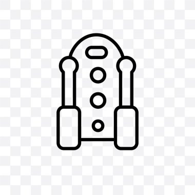 R2d2 vektör lineer simgesi üzerinde şeffaf arka plan izole, R2d2 saydamlık kavramı web ve mobil için kullanılabilir