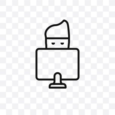 Hacker vektör lineer simgesi üzerinde şeffaf arka plan izole, Hacker saydamlık kavramı web ve mobil için kullanılabilir