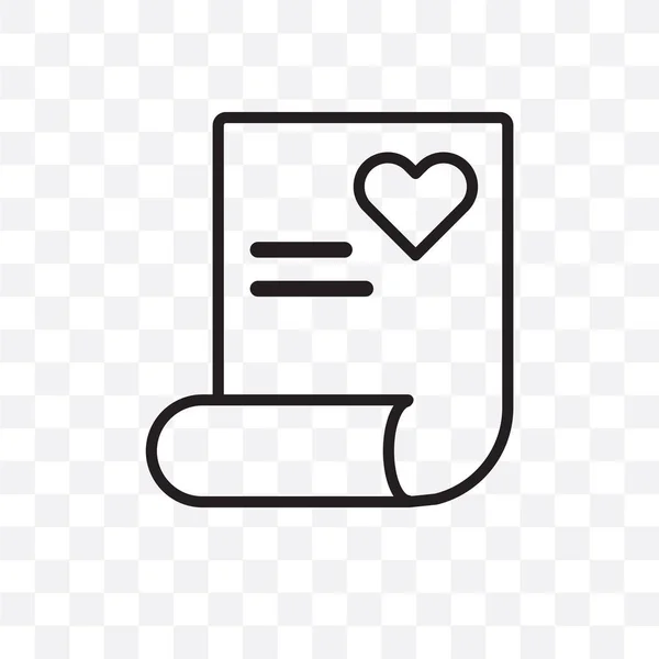 Amor Carta Vector Icono Lineal Aislado Sobre Fondo Transparente Concepto — Vector de stock