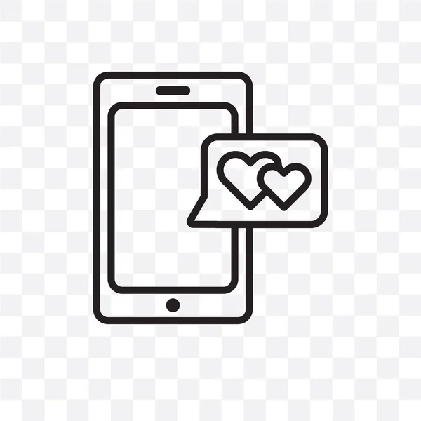 Love Smartphone Vector Linear Icon Isolated Transparent Background Love Smartphone — Stock Vector
