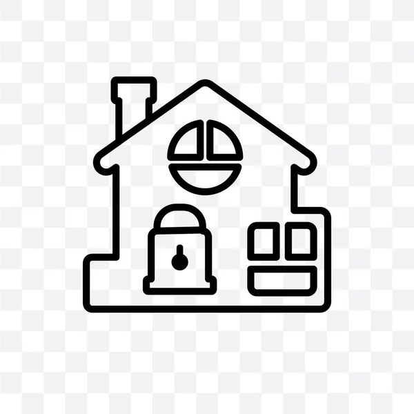 Locked Padlock Insurance Vector Linear Icon Isolated Transparent Background Locked — Stock Vector