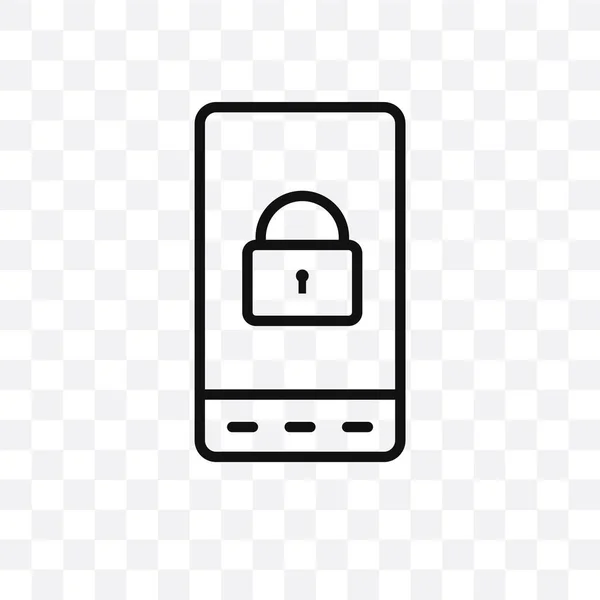 Mobiltelefon Vektor Linjär Säkerhetsikonen Isolerad Transparent Bakgrund Mobiltelefon Säkerhet Öppenhet — Stock vektor