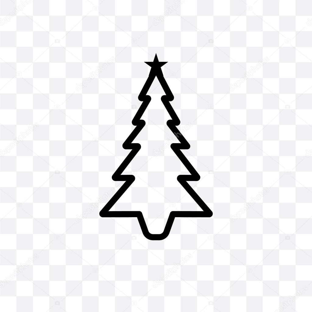 Christmas tree vector linear icon isolated on transparent background, Christmas tree transparency concept can be used for web and mobile