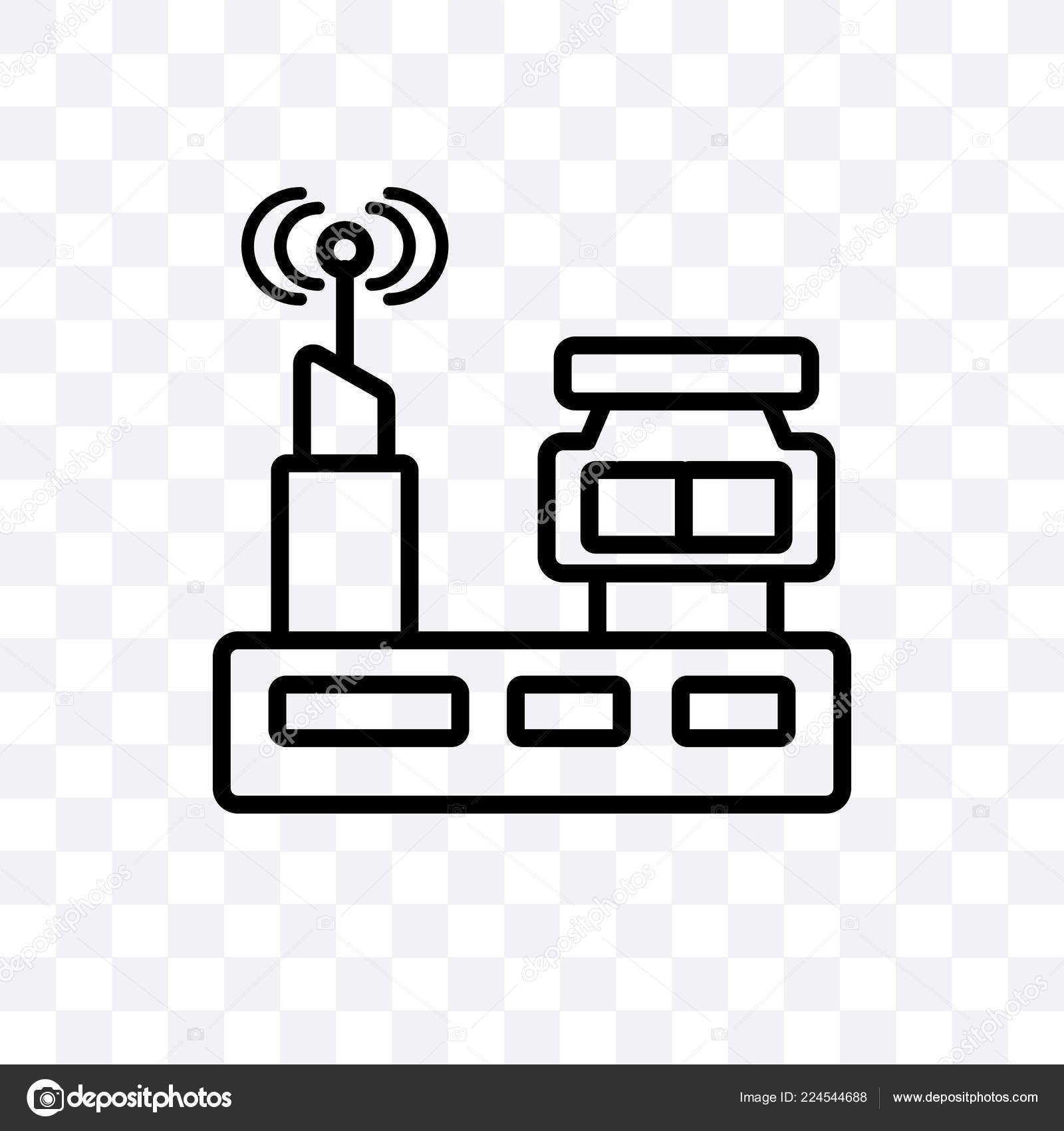 Radio Antenna Vector Linear Icon Isolated Transparent Background Radio ...