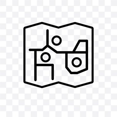 Turistik harita vektör lineer simge üzerinde şeffaf arka plan izole, turistik harita saydamlık kavramı web için kullanılan ve mobil olabilir