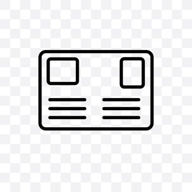 Kartpostal vektör lineer simgesi üzerinde şeffaf arka plan izole, kartpostal saydamlık kavramı web ve mobil için kullanılabilir