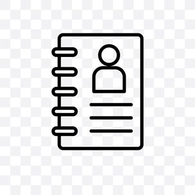 Telefon rehberi vektör lineer simge üzerinde şeffaf arka plan izole, web için kullanılan ve mobil telefon rehberi saydamlık kavramı olabilir