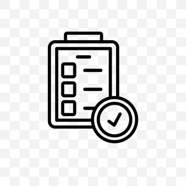 Kontrol listesi vektör lineer simgesini şeffaf arka plan, web ve mobil için saydamlık kavramı kullanılabilir liste kontrol üzerinde izole