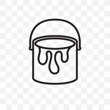 Saydam arka plan üzerinde izole boya kovası vektör doğrusal simge, boya kovası saydamlık kavramı web için kullanılan ve mobil olabilir