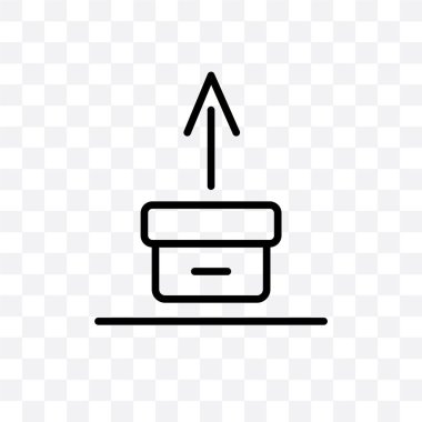 Unpacking vektör lineer simgesi üzerinde şeffaf arka plan izole, Unpacking saydamlık kavramı web ve mobil için kullanılabilir