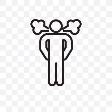 Kızgın adam vektör lineer simgesi üzerinde şeffaf arka plan izole, kızgın adam saydamlık kavramı web ve mobil için kullanılabilir