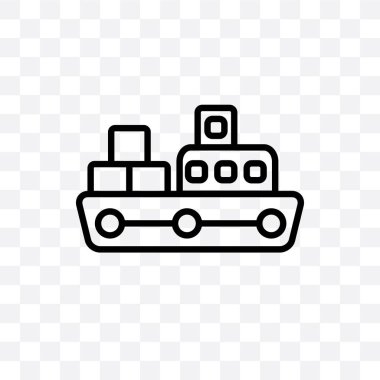 Tanker gemisi vektör lineer simgesi üzerinde şeffaf arka plan izole, Tanker gemisi saydamlık kavramı web ve mobil için kullanılabilir