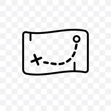 Harita vektör lineer simgesini şeffaf arka plan, hazine saydamlık kavramı-ebilmek var olmak kullanılmış için web ve mobil harita üzerinde izole hazine