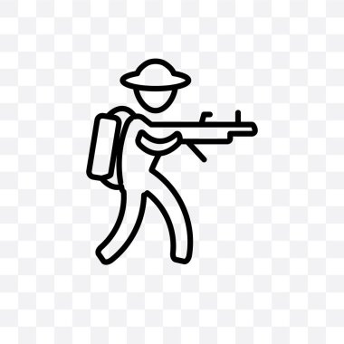 Avcı vektör lineer simgesi üzerinde şeffaf arka plan izole, avcı saydamlık kavramı web ve mobil için kullanılabilir