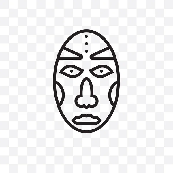 Afrikanska Masken Vektor Linjär Ikonen Isolerad Transparent Bakgrund Afrikansk Mask — Stock vektor