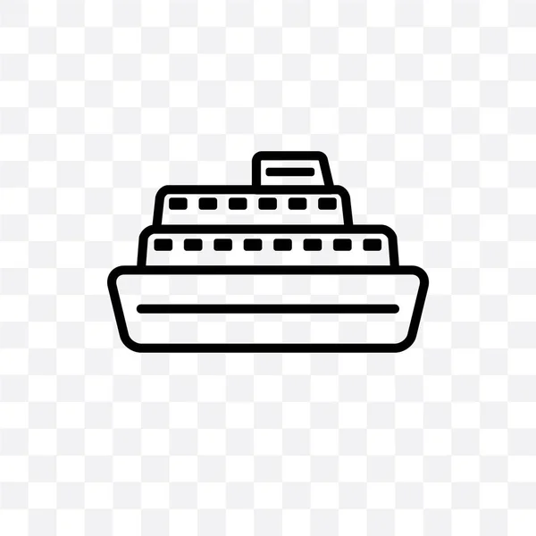 Cruise Schip Vector Lineaire Pictogram Geïsoleerd Transparante Achtergrond Cruise Ship — Stockvector
