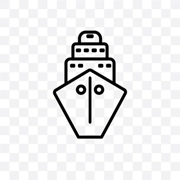 Frachtschiff Frontansicht Vektor Lineares Symbol Isoliert Auf Transparentem Hintergrund Frachtschiff — Stockvektor