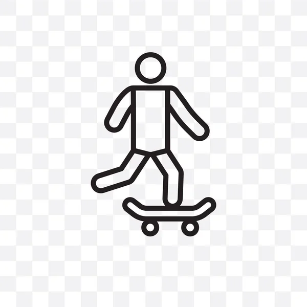 Скейтбординг Векторный Линейный Значок Изолирован Прозрачном Фоне Человек Едет Скейтбординг — стоковый вектор
