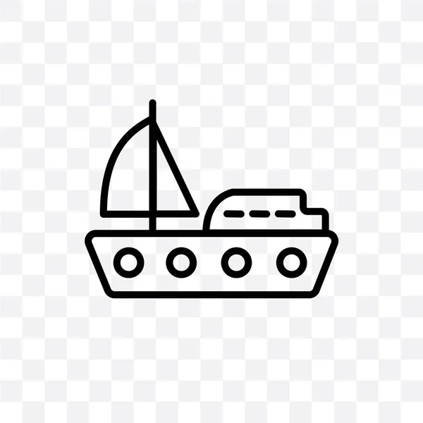 Yacht Facing Ícone Linear Vetorial Direito Isolado Fundo Transparente Yacht — Vetor de Stock
