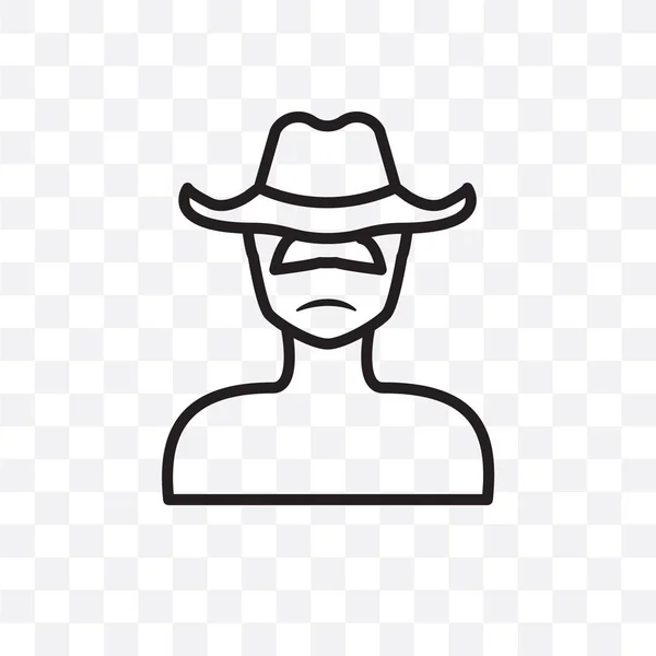 Sad Man Hat Vector Linear Icon Isolated Transparent Background Sad — Stock Vector