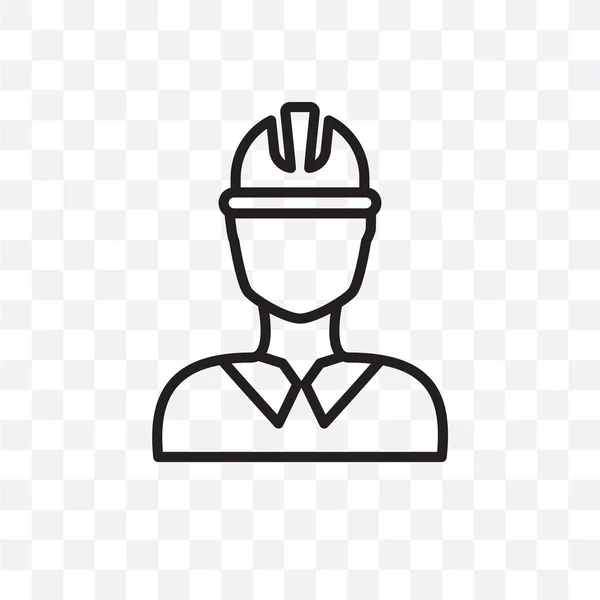 Bauarbeiter Vektor Lineares Symbol Isoliert Auf Transparentem Hintergrund Bauarbeiter Transparenzkonzept — Stockvektor