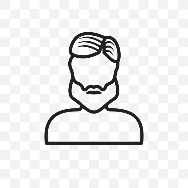 Man Face Beard Vector Linear Icon Isolated Transparent Background Man — Stock Vector