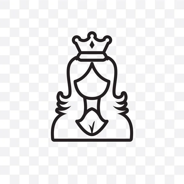 Prinzessin Gesicht Vektor Lineares Symbol Isoliert Auf Transparentem Hintergrund Prinzessin — Stockvektor