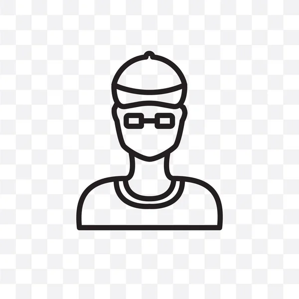 Hombre Cara Con Sombrero Gafas Sol Vector Icono Lineal Aislado — Vector de stock