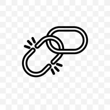 Bağlantı vektör lineer simgesini şeffaf arka plan üzerinde izole kırık, kırık link saydamlık kavramı web ve mobil için kullanılabilir