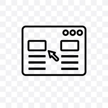 Sayfa vektör lineer simgesinin üzerinde şeffaf arka plan izole açılış, açılış sayfası saydamlık kavramı web ve mobil için kullanılabilir