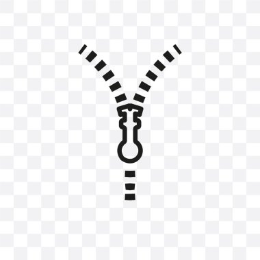 Fermuar vektör lineer simgesi üzerinde şeffaf arka plan izole, fermuar saydamlık kavramı web ve mobil için kullanılabilir