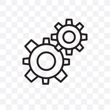 Gears'ı doğrusal simgesi üzerinde şeffaf arka plan izole vektör, Gears saydamlık kavramı web ve mobil için kullanılabilir