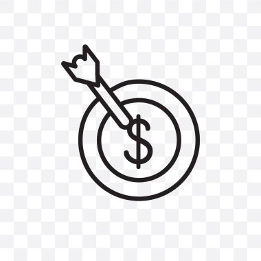 Hedef vektör lineer simgesini şeffaf arka plan üzerinde izole, hedef saydamlık kavramı web için kullanılan ve mobil olabilir