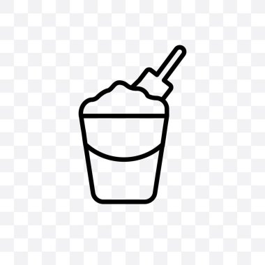 Kum kova ve kürek şeffaf arka plan üzerinde izole doğrusal simge vektör, kum kova ve kürek saydamlık kavramı web ve mobil için kullanılabilir