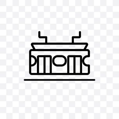 Minibüs vektör lineer simgesi üzerinde şeffaf arka plan izole, Minibüs saydamlık kavramı web ve mobil için kullanılabilir