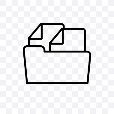 Belgeler şeffaf arka plan üzerinde izole doğrusal simge vektör, belgeleri saydamlık kavramı web ve mobil için kullanılabilir