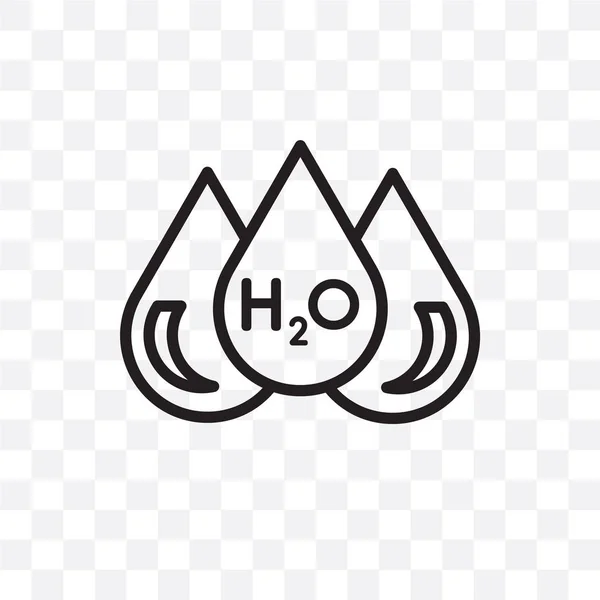 H2O Vektor Lineáris Ikon Elszigetelt Átlátszó Háttér H2O Átláthatóság Fogalma — Stock Vector