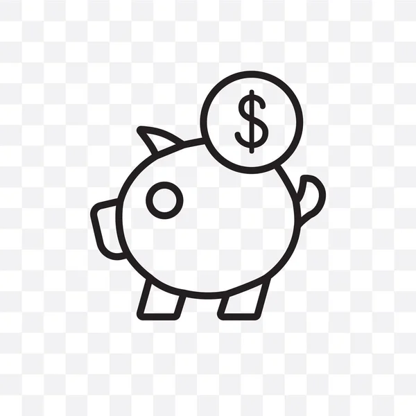 Ícone Linear Vetorial Piggybank Isolado Fundo Transparente Conceito Transparência Piggybank — Vetor de Stock