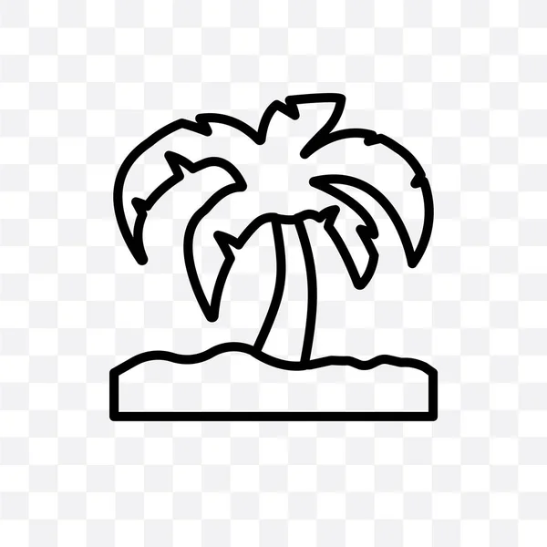 Острів Пальмами Векторні Лінійні Значки Ізольовані Прозорому Фоні Острів Концепцією — стоковий вектор