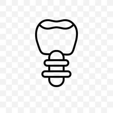 Diş metalik kök vektör lineer simgesini şeffaf arka plan, metalik kök saydamlık kavramı ile diş izole ile web ve mobil için kullanılabilir