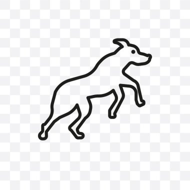 Rottweiler köpek vektör lineer simgesi üzerinde şeffaf arka plan izole, Rottweiler köpek saydamlık kavramı web ve mobil için kullanılabilir