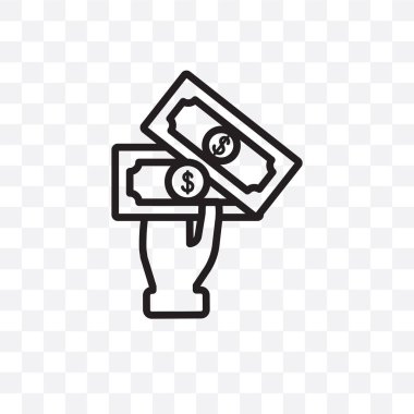 Nakit şeffaf arka plan üzerinde izole doğrusal simge vektör, nakit saydamlık kavramı web ve mobil için kullanılabilir