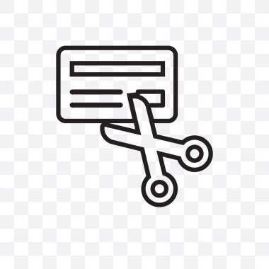 Kart vektör lineer simgesi üzerinde şeffaf arka plan izole kesmek, Cut kart saydamlık kavramı web ve mobil için kullanılabilir