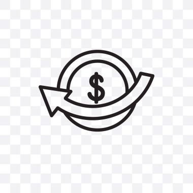 Vektör Lineer simgesini şeffaf arka plan, web ve mobil için saydamlık kavramı kullanılabilir geri ödeme üzerinde izole iade