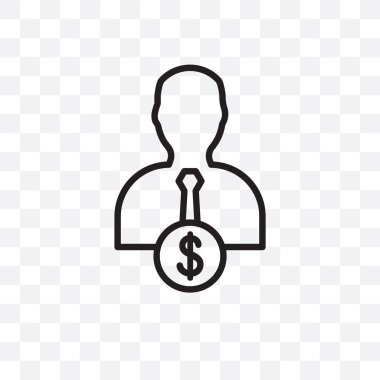 Satıcı vektör lineer simgesi üzerinde şeffaf arka plan izole, satıcı saydamlık kavramı web ve mobil için kullanılabilir