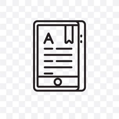 Dijital kitap vektör lineer simgesini şeffaf arka plan üzerinde izole, kavramı dijital kitap şeffaflık web için kullanılan ve mobil olabilir