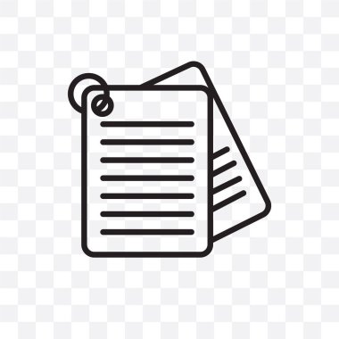 Notlar şeffaf arka plan üzerinde izole doğrusal simge vektör, notlar saydamlık kavramı web ve mobil için kullanılabilir