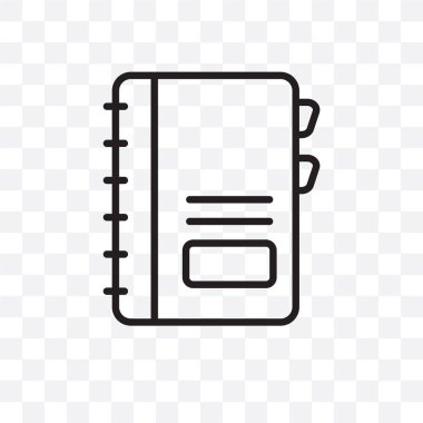 Defter vektör lineer simgesi üzerinde şeffaf arka plan izole, defter saydamlık kavramı web ve mobil için kullanılabilir