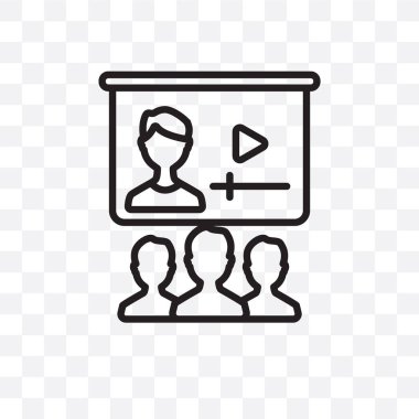 Online sınıf vektör lineer simgesi üzerinde şeffaf arka plan izole, web için kullanılan ve mobil Online sınıf saydamlık kavramı olabilir